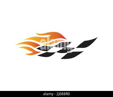 Flag Race, Lap Race, Flaming Finish and Start Symbol Stock Vector