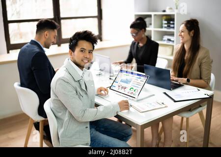 Business People Meeting Teamwork. Diverse Staff Using Technology Stock Photo