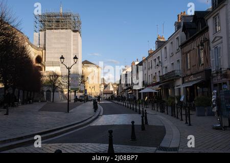 Amboise, France - February 25, 2022: Amboise is a town in the Centre Val de Loire. It lies on the banks of the river Loire. Once it was home of French Stock Photo
