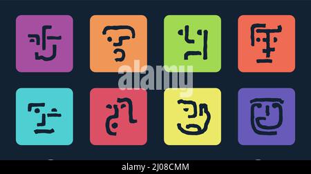 Set of abstract surreal avatars depicting emotions. Minimalism style. Vector illustration Stock Vector