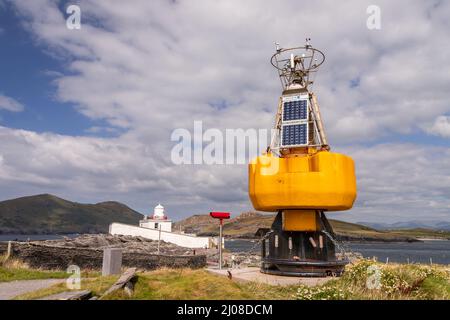 Valencia Island lighthouse on the Atlantic coast of County Kerry, Ireland Stock Photo