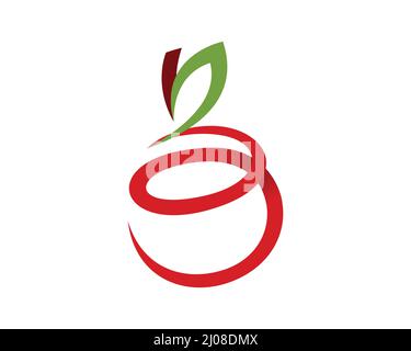 Simple and Creative Red Apple and Fruit Symbol Silhouette Stock Vector