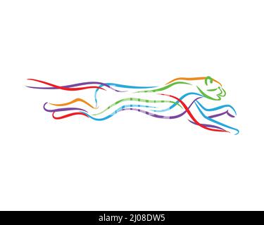 Running Cheetah and Leopard Colorful Silhouette Stock Vector