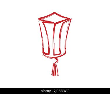 Chinese Paper Lantern Symbol with Silhouette Style Stock Vector