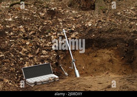 Berlin, Germany. 17th Mar, 2022. (3/17/2022) The Federal Minister of Food and Agriculture, Cem Özdemir, will open the beginning of the third soil survey in forests (BZE), together with the Berlin Senator for the Environment, Mobility, Consumer and Climate Protection, Bettina Jarasch, with a symbolic groundbreaking ceremony. (Photo by Simone Kuhlmey/Pacific Press/Sipa USA) Credit: Sipa USA/Alamy Live News Stock Photo