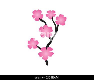 Sakura Flower with the Branches Illustration Stock Vector