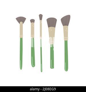Vector illustration of a set with makeup brushes. Stock Vector