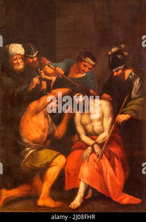 VALENCIA, SPAIN - FEBRUARY 14, 2022: The painting of Crowning of Thorns in the Cathedral by Vicente Ingles from 18. cent. Stock Photo