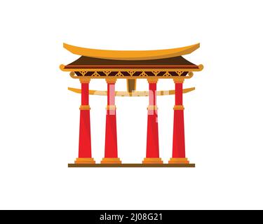 Detailed China Temple Gate Illustration Stock Vector