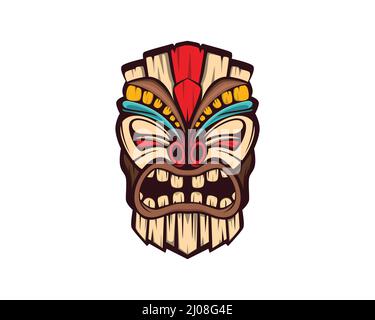 Detailed Tiki and Tribal Carved Craft Illustration Stock Vector