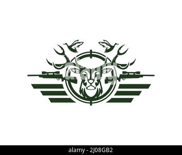 Deer and Duck Hunting Logo Club and Sports Stock Vector