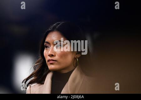 Turin, Italy. 16 March 2022. CBS reporter Jenny Chiu looks on