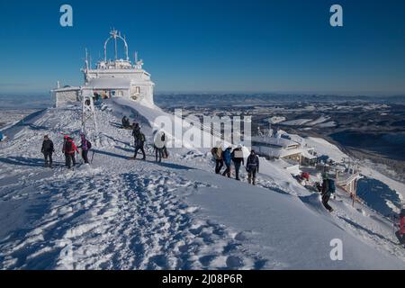 Tourist traffic in winter Tatra mountains in Poland Stock Photo