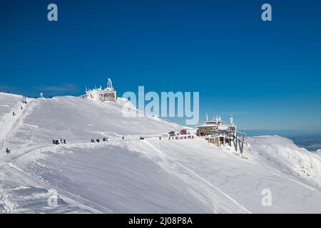 Tourist traffic in winter Tatra mountains in Poland Stock Photo