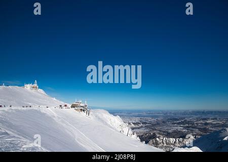 Tourist traffic in winter Tatra mountains in Poland Stock Photo