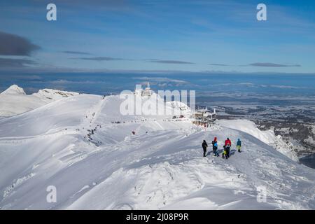 Tourist traffic in winter Tatra mountains in Poland Stock Photo