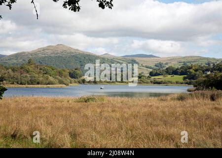 Wansfell Pike lying above Ambleside viewed from Blelham Tarn near the West shore of Windermere the Lake District Cumbria England Stock Photo