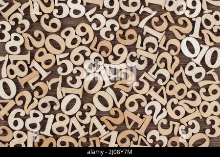 Vintage Wooden Numbers Background. Back to school concept. Stock Photo