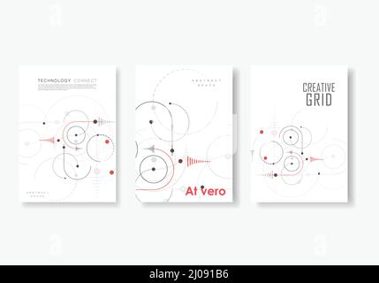 Vector graphic circle lines connection. Modern dotted design. Technological pattern. Rounded scheme shapea style Stock Vector