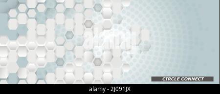 Vector banner design. White background with hexagon pattern. Hexagons geometric element concept network Stock Vector