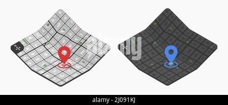 city center downtown isometric vector map flat illustration Stock Vector