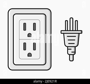 power outlet plug type b vector flat illustration Stock Vector