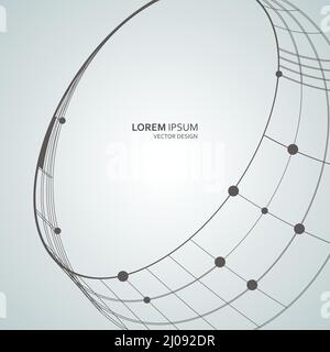 Connect network element. Abstract swirl form with connected lines and dots. Vector background Stock Vector