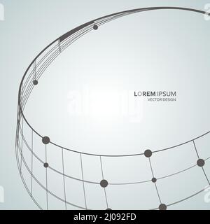 Connect network element. Abstract swirl form with connected lines and dots. Vector background Stock Vector