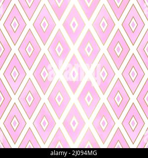Pink Gold Seamless Pattern Vector with Geometric Rhombus Shapes Stock Vector