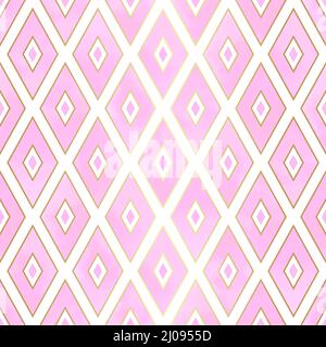 Pink Gold Seamless Pattern Vector with Geometric Rhombus Shapes Stock Vector