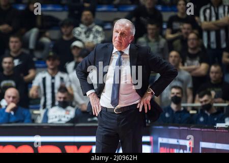 Belgrade, Serbia, 16th March 2022. Miralem Halilovic of Boulogne Metropolitans  92 reacts during the EuroCup Basketball match between Partizan Nis Belgrade  v Boulogne Metropolitans 92 in Belgrade, Serbia. March 16, 2022. Credit