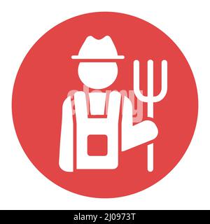 Farmer holding pitchfork vector glyph icon. Graph symbol for ...