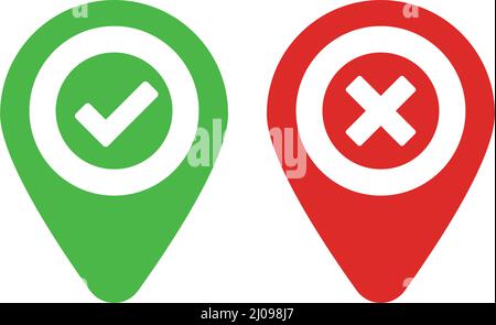 Map pins for checkpoints and off-limits areas. Editable vectors. Stock Vector