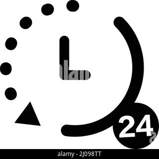 24 hour clock icon. open 24 hours a day. Editable vector. Stock Vector