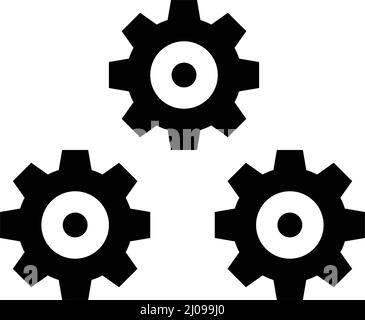 Three gear icons. System configuration and customization. Editable vectors. Stock Vector