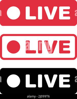 A set of logo icons for live streaming. Live TV and social media broadcasting. Editable vector. Stock Vector