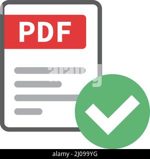 PDF files and check mark icons. Checking electronic documents. Editable vectors. Stock Vector