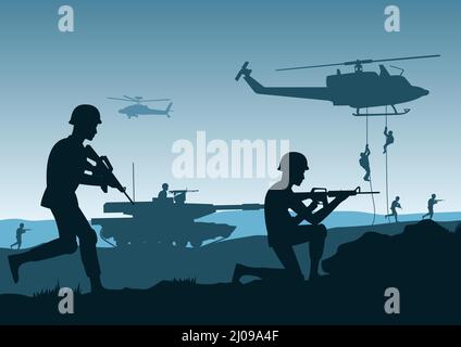 Background of war in situation of the battle,vector illustration Stock ...