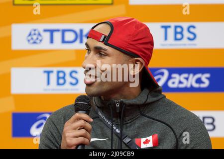 Belgrade, Serbia, 17th March 2022. Damian Warner of Canada during the World Athletics Indoor Championships Belgrade 2022 - Press Conference in Belgrade, Serbia. March 17, 2022. Credit: Nikola Krstic/Alamy Stock Photo