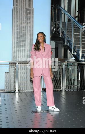 Zainab Johnson visits the Empire State Building to promote sci-fi