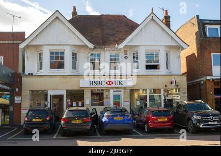Beaconsfield, Buckinghamshire, UK. 17th March, 2022. HSBC have announced this week that they are to close 69 of their branches in the UK due to more customers doing online banking. The Beaconsfield branch of HSBC will be closing on 4th August 2022. Credit: Maureen McLean/Alamy Live News Stock Photo