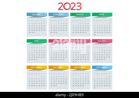 Calendar quarterly block for 2023 year, October 2023. Wall calendar,  English and Russian language. Week starts from Monday. 11435563 Vector Art  at Vecteezy