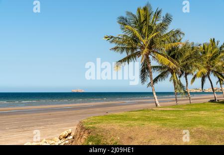 Landscape of Shatti Al Qurum Beach in Muscat, Sultanate of Oman, Middle East Stock Photo