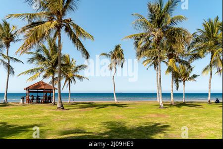 Landscape of Shatti Al Qurum Beach in Muscat, Sultanate of Oman, Middle East Stock Photo