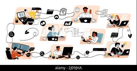 Team communication and project management concept Stock Vector