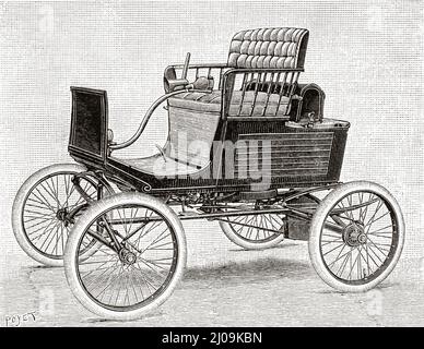Stanley Locomobile steam car, 1899. Old 19th century engraved illustration from La Nature 1899 Stock Photo