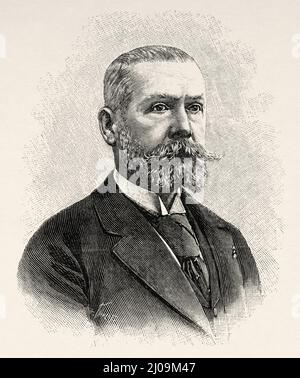 Gaston Tissandier (1843-1899) was a French chemist, meteorologist, aviator and editor. He founded and edited the scientific magazine La Nature and wrote several books. France, Europe. Old 19th century engraved illustration from La Nature 1899 Stock Photo