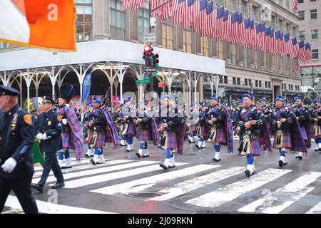 After 2 years without St. Patricks day parade in NYC, due to COVID . the New York City parade has returned. Stock Photo