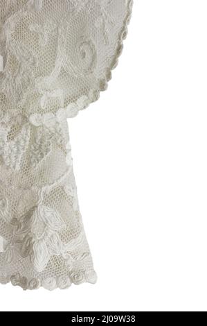 Room for your text message with lace edges on the curtain side. The lace is a closeup of antique Madeira veiling. Suitable for a grand opening party. Stock Photo