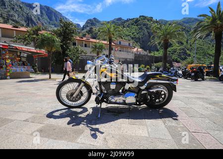 Motorcycle chopper Harley Davidson on the street Stock Photo